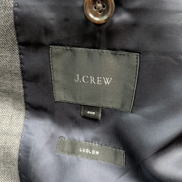J Crew Ludlow Blazer Sport Coat Mens 40R Linen Wool Blend Gray Suit Jacket